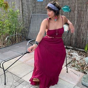 Free People Taking sides maxi dress beet red